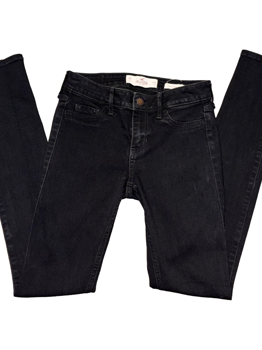 Hollister Black Low Rise Super Skinny Jeans Size 0R (W24 L30) Y2K Indie Sleaze - Picture 2 of 5